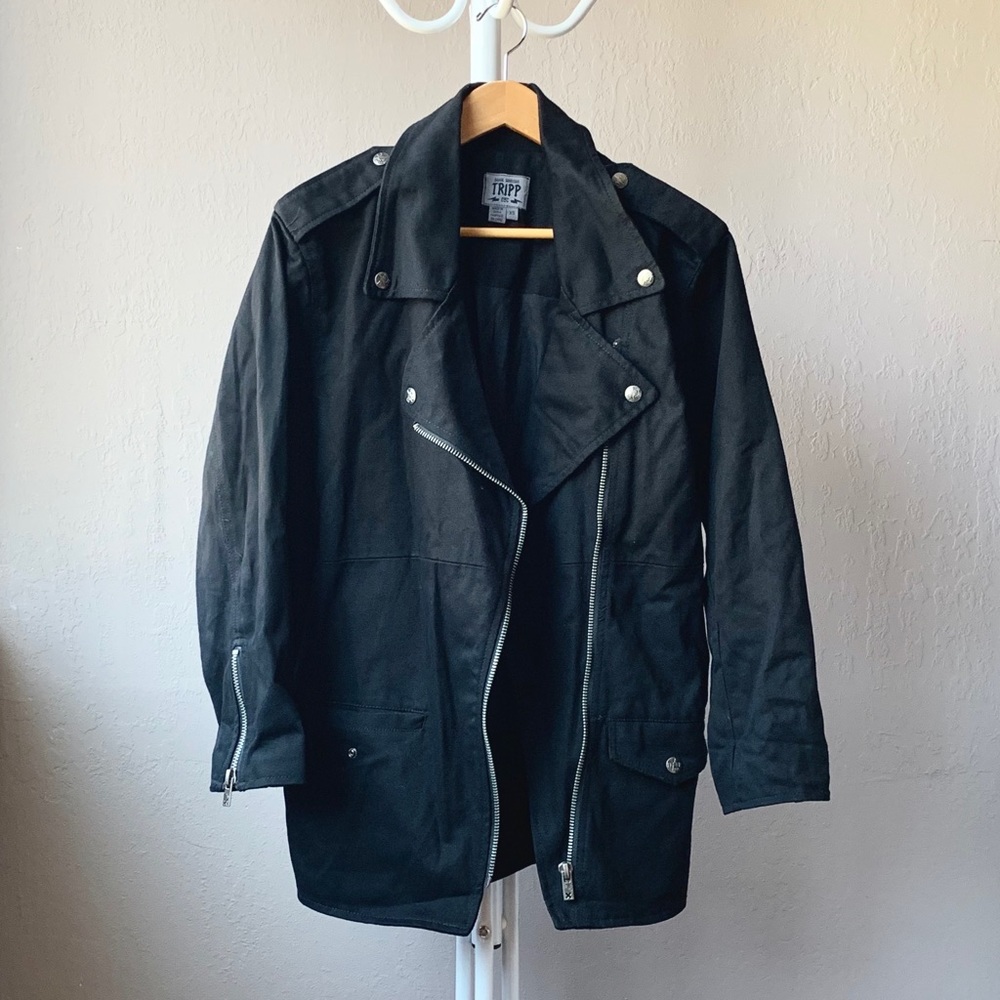 Tripp NYC Oversize Black Moto Jacket XS - Picture 4 of 6